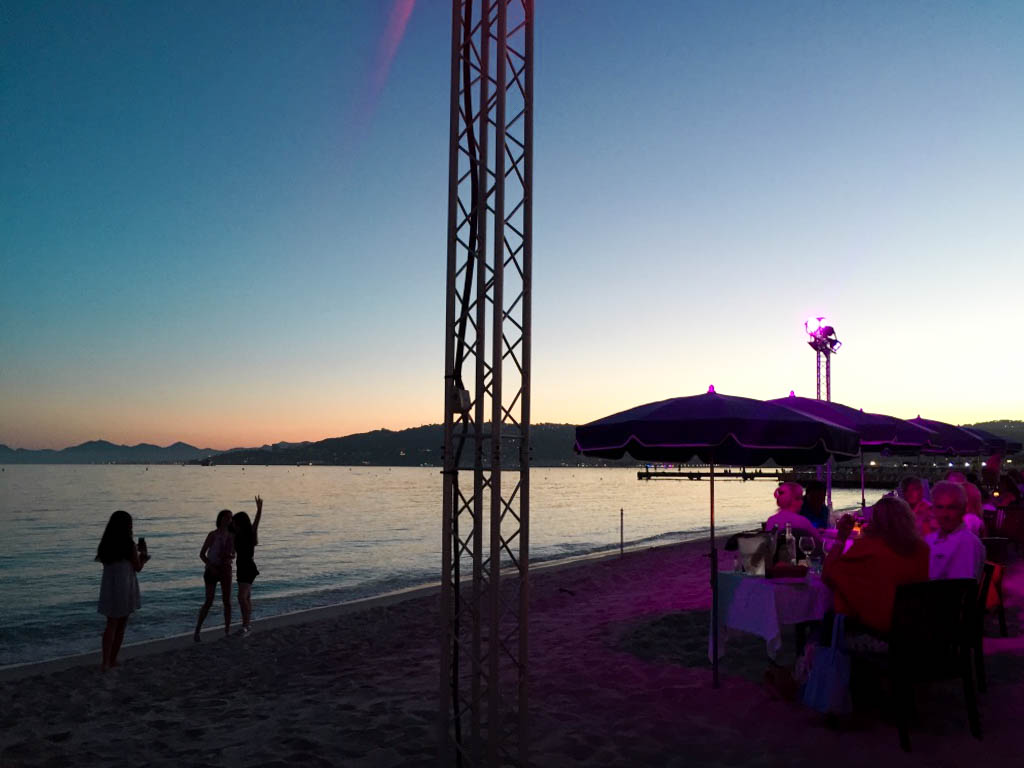 sunset vibes at Le Ruban Bleu Beach Restaurant Cote d'Azur
