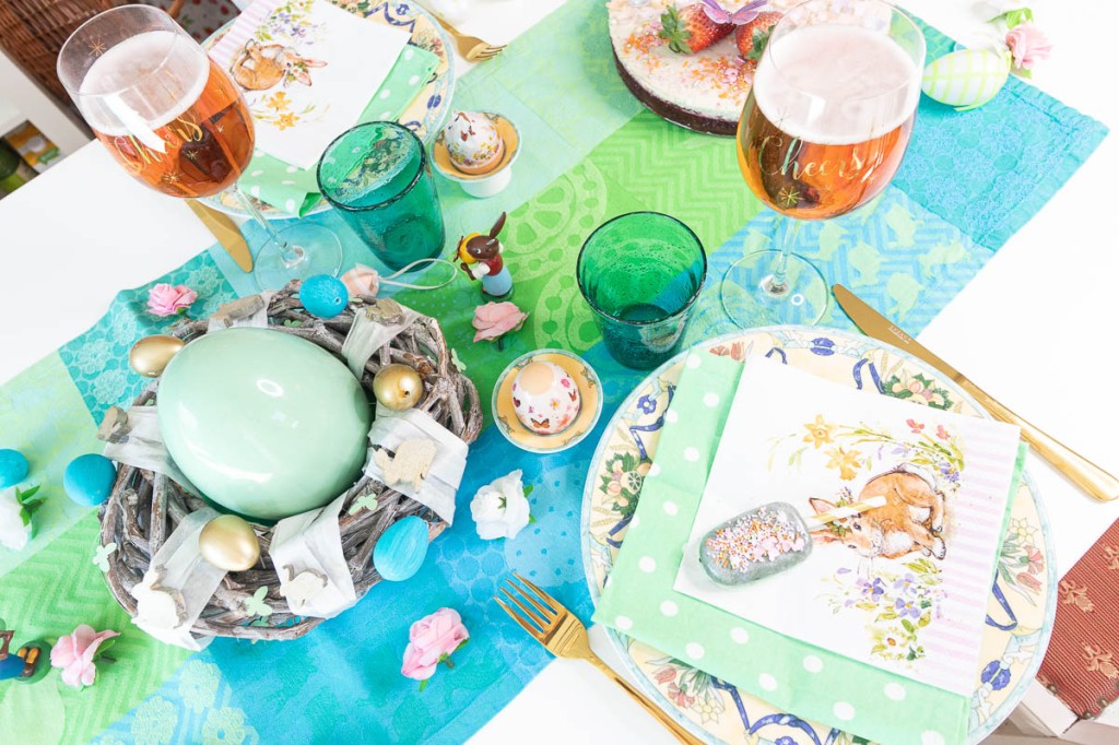 colorful Easter table setting